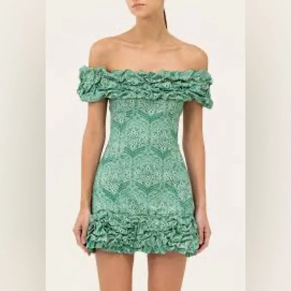 Agua by Agua Bendita Green Off-Shoulder Mini Dress - Picture 2 of 5
